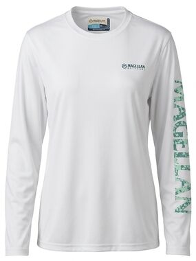 Magellan Outdoors Women’s Fish Gear Long Sleeve Shirt White Graphic Sleeve XL